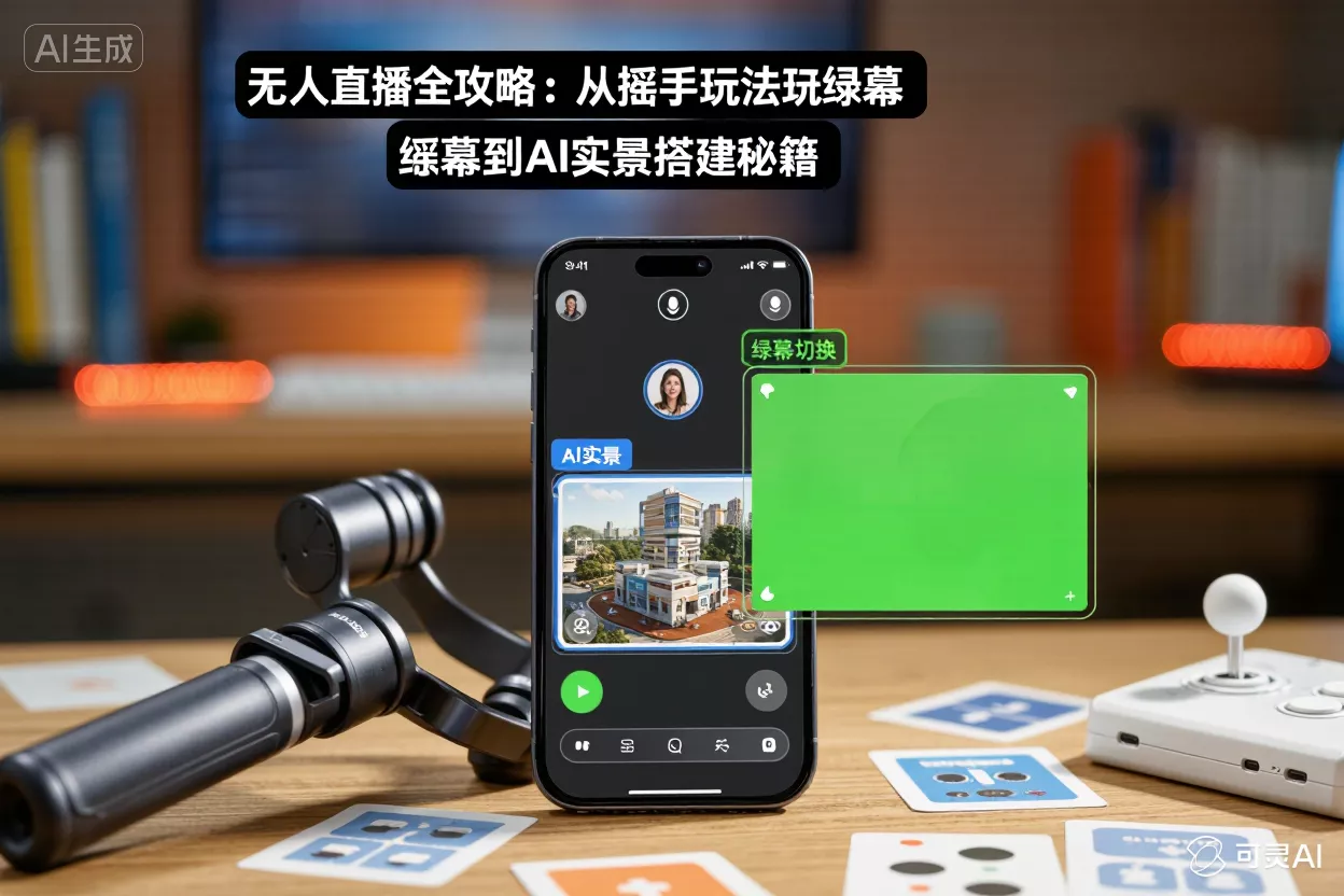 无人直播全攻略：从摇手玩法绿幕到AI实景搭建秘籍-侠客资源