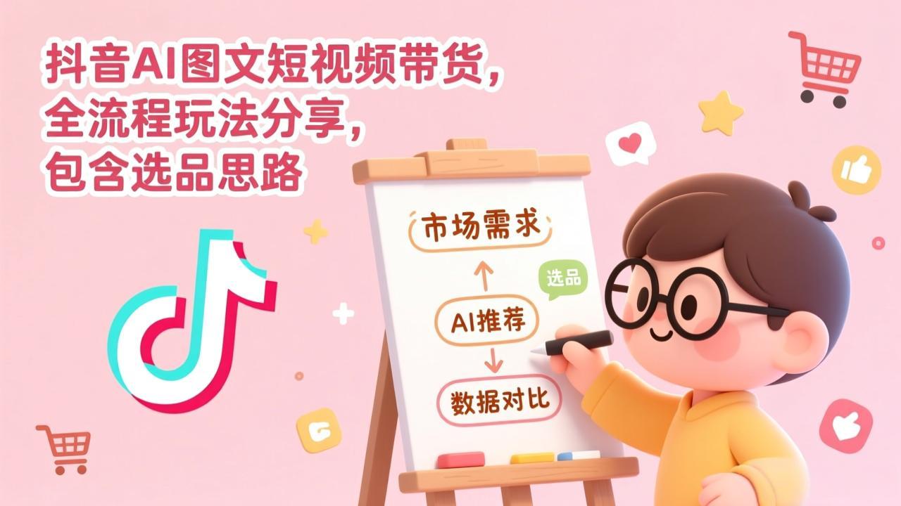 抖音AI图文短视频带货，全流程玩法分享，包含选品思路-侠客资源