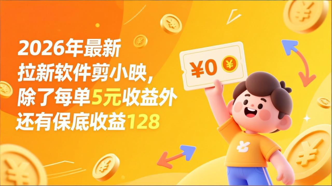 最新拉新软件剪小映,除了每单5元收益外还有保底收益128-侠客资源