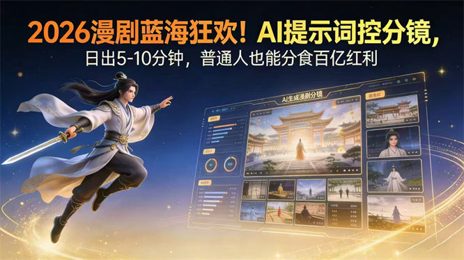 2026漫剧红利实锤！ AI 提示词控分镜， 普通人也能轻松月入过万-侠客资源
