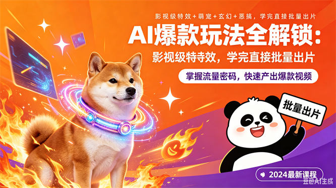 AI爆款玩法全解锁：影视级特效+萌宠+玄幻+恶搞，学完直接批量出片-侠客资源