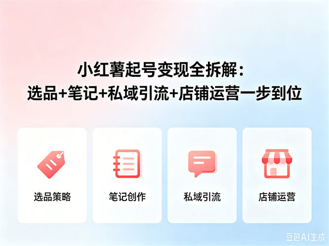 小红薯起号变现全拆解：选品+笔记+私域引流+店铺运营一步到位-侠客资源