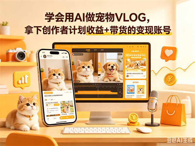 学会用AI做宠物VLOG，拿下创作者计划收益+带货的变现账号-侠客资源