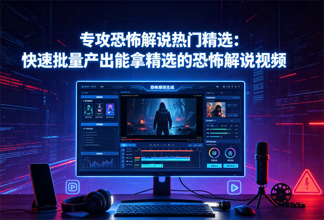 专攻恐怖解说热门精选：快速批量产出能拿精选的恐怖解说视频-侠客资源
