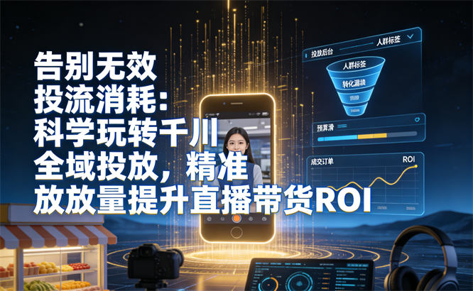告别无效投流消耗：科学玩转千川全域投放，精准放量提升直播带货ROI-侠客资源