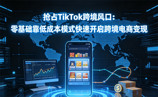抢占TikTok跨境风口：零基础靠低成本模式快速开启跨境电商变现-侠客资源
