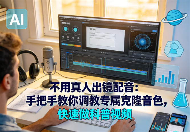 不用真人出镜配音：手把手教你调教专属克隆音色，快速做科普视频-侠客资源