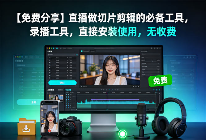【免费分享】直播做切片剪辑的必备工具，录播工具，直接安装使用，无收费-侠客资源