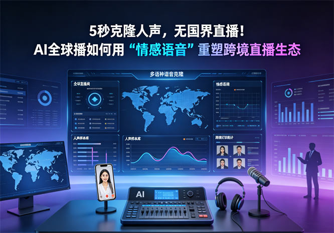 5秒克隆人声,无国界直播!AI全球播如何用“情感语音”重塑跨境直播生态-32互游