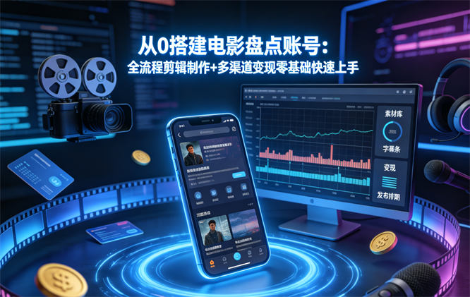 从0搭建电影盘点账号:全流程剪辑制作+多渠道变现零基础快速上手-侠客资源