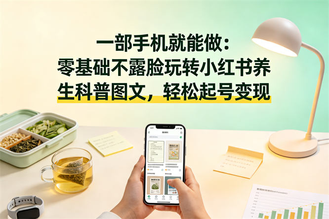 一部手机就能做:零基础不露脸玩转小红书养生科普图文,轻松起号变现-侠客资源