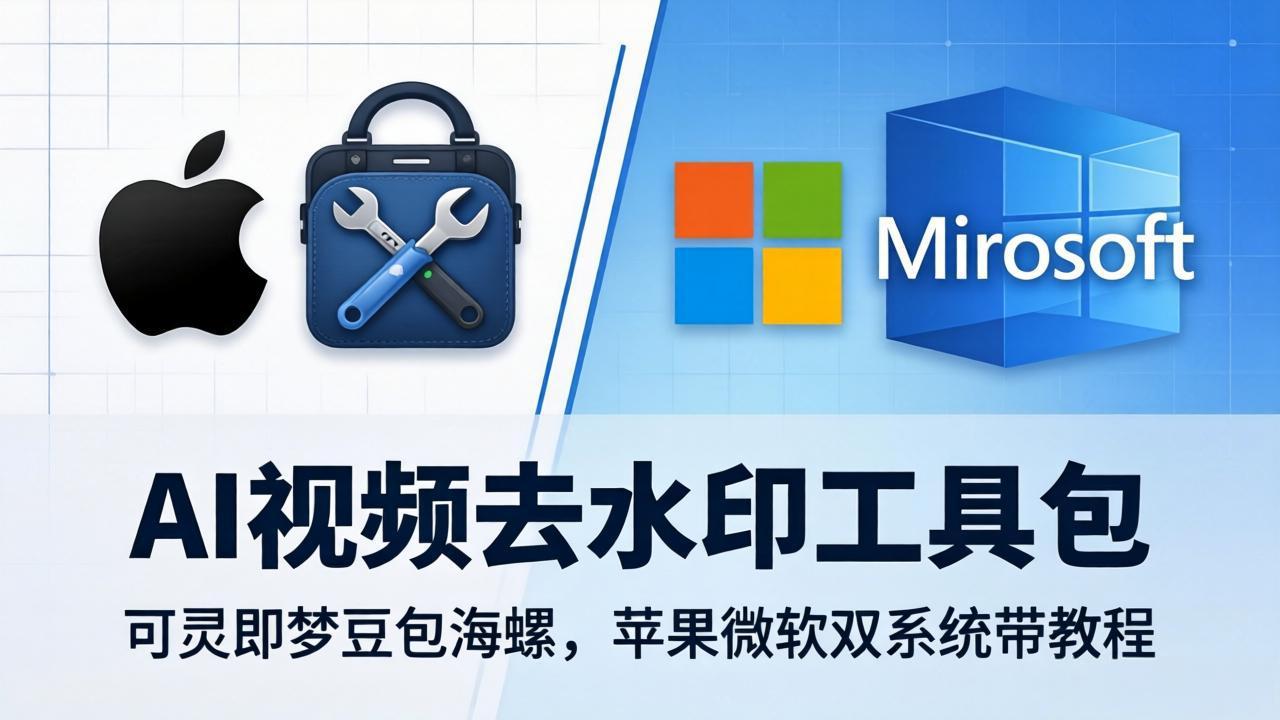 AI视频无水印保存视频方法揭秘：可灵即梦豆包海螺，苹果微软双系统带教程-侠客资源