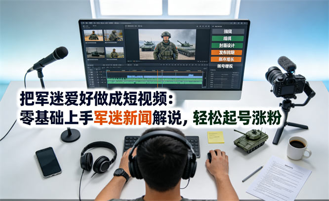 把军迷爱好做成短视频：零基础上手军迷新闻解说，轻松起号涨粉-侠客资源