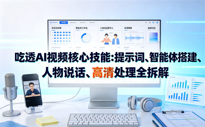 吃透AI视频核心技能:提示词、智能体搭建、人物说话、高清处理全拆解-侠客资源